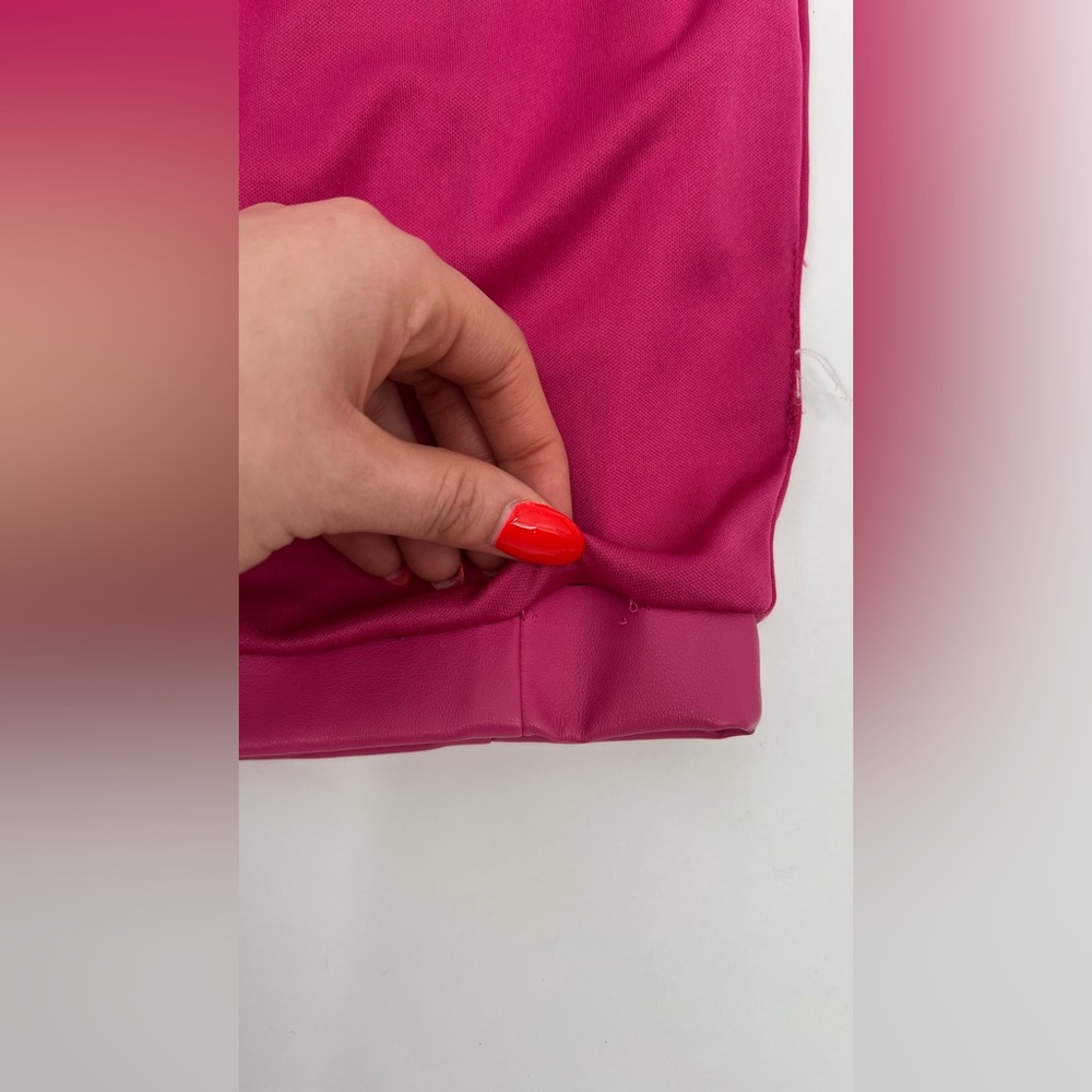 Faux leather hot pink rhinestone mini dress S Barbiecore party club Vegas Bday - Picture 16 of 16